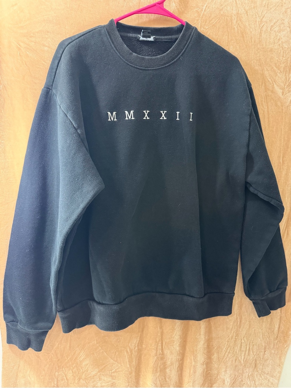 Forever 21 Black Crewneck Sweater with MMXXII Embroidery
